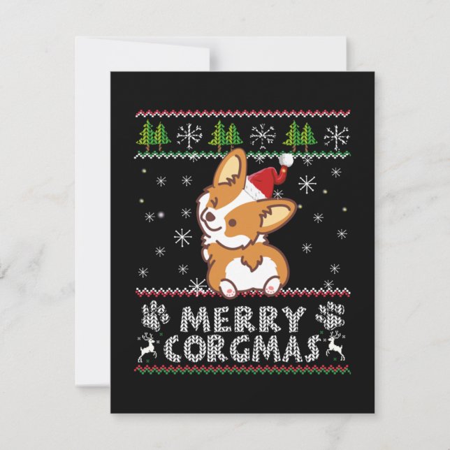 Joyeux Corgmas Noel Corgi Tack Kort (Framsida)