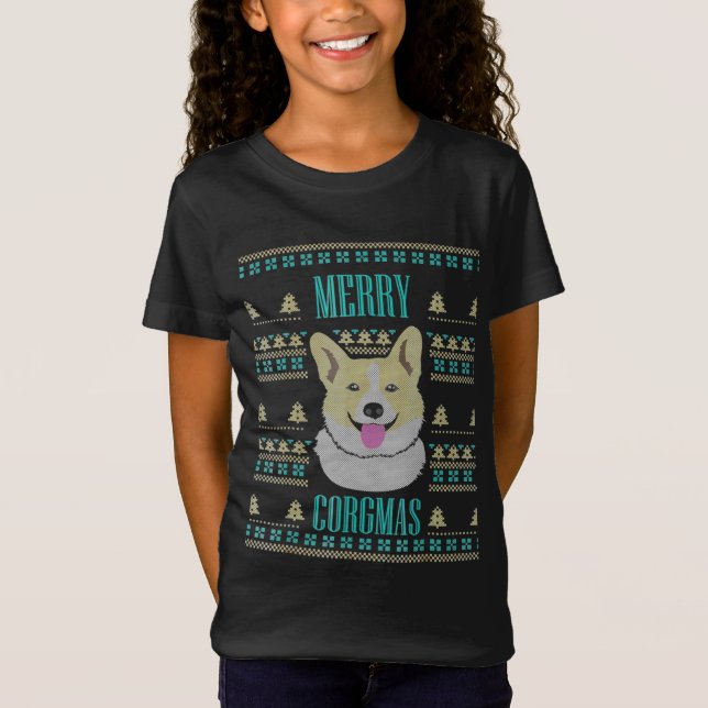 Joyeux Corgmas Ugly jul Corgi T Shirt (Framsida)