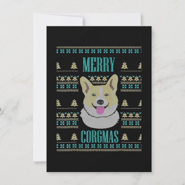 Joyeux Corgmas Ugly jul Corgi Tack Kort (Framsida)