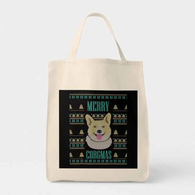 Joyeux Corgmas Ugly jul Corgi Tygkasse (Framsidan)