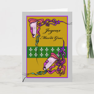 Joyeux Mardi Gras, Fransk Mardi Gras, Masks Kort