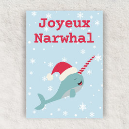 Joyeux Narwhal pun God jul Julkort