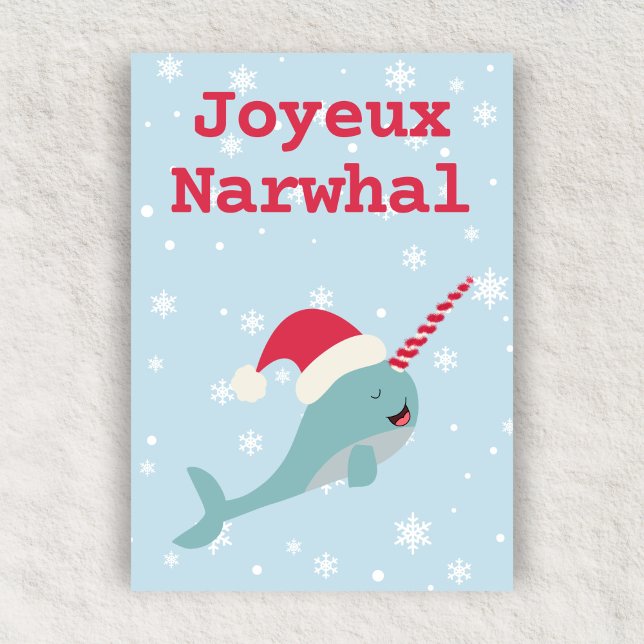 Joyeux Narwhal pun God jul Julkort (Skapare uppladdad)