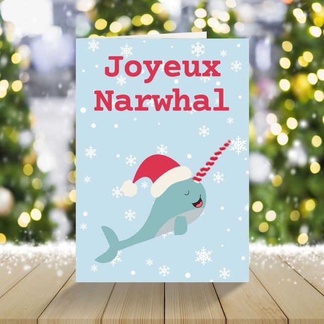 Joyeux Narwhal val pun God jul Helgdag C Helgkort (Skapare uppladdad)