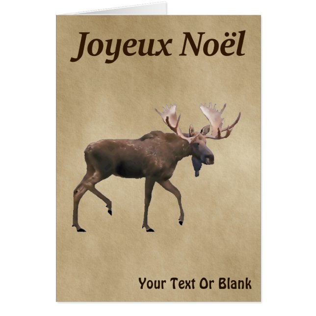 Joyeux Noё l - Bull Moose on Old Papper Hälsningskort (Framsidan)