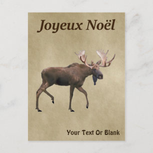 Joyeux Noё l - Bull Moose on Old Papper Vykort