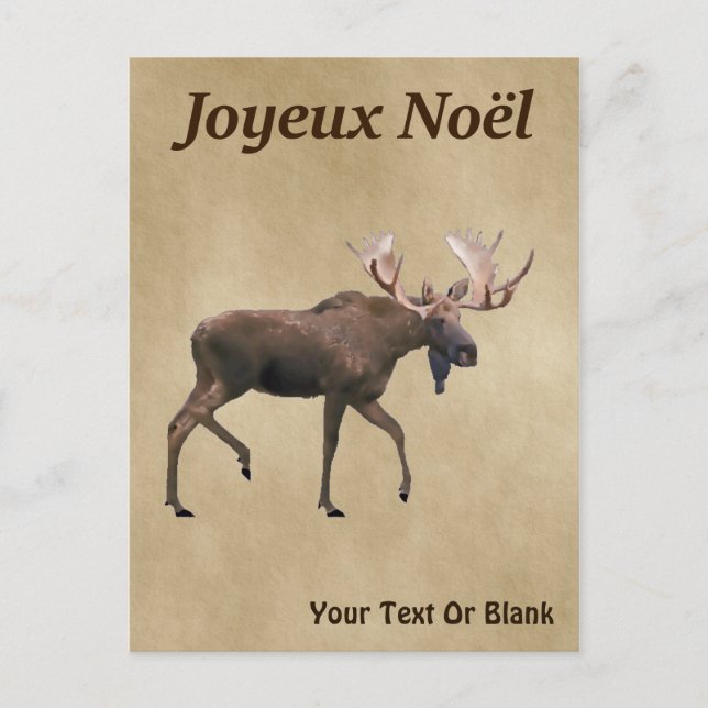 Joyeux Noё l - Bull Moose on Old Papper Vykort (Framsida)