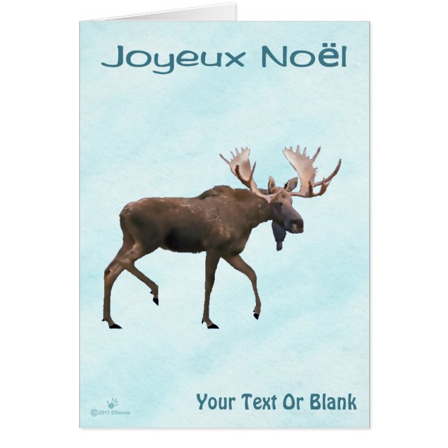 Joyeux Noё l - Bull Moose på Snö Hälsningskort (Framsidan)
