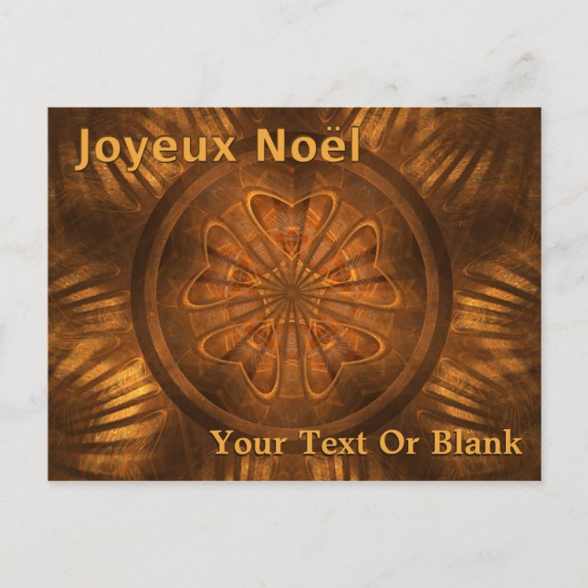 Joyeux Noё l - Fractal Wood Carving Vykort (Framsida)