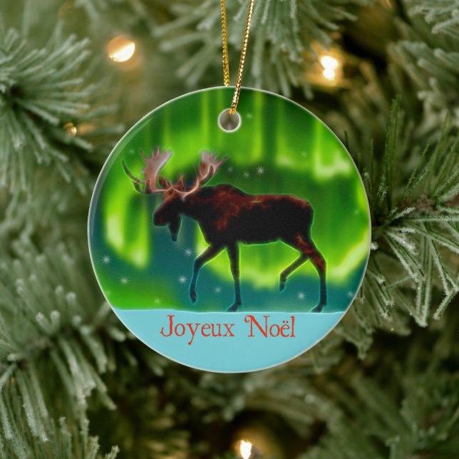 Joyeux Noё l - Northern Ljus Moose Julgransprydnad Keramik (Träd)