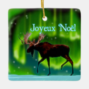 Joyeux Noё l - Northern Ljus Moose Julgransprydnad Keramik