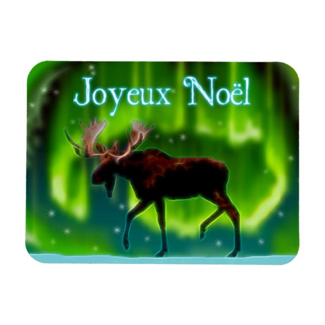 Joyeux Noё l - Northern Ljus Moose Magnet (Horisontell)