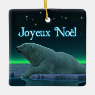 Joyeux Noё l - Polar Bear i Ice Kant Julgransprydnad Keramik
