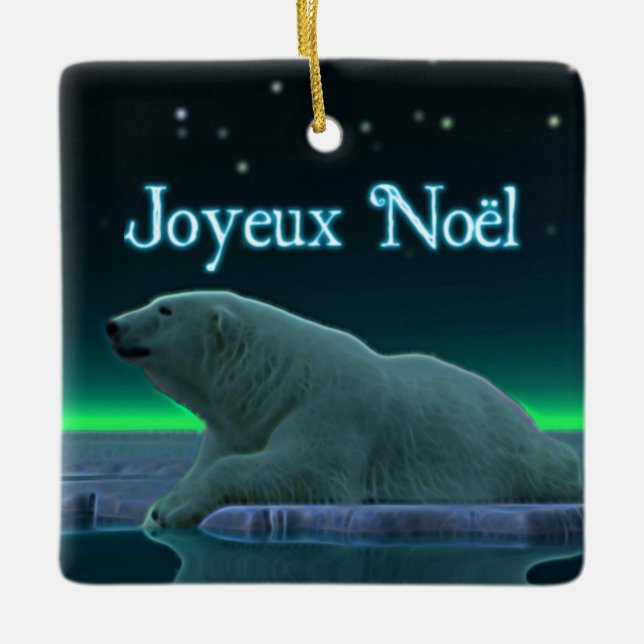 Joyeux Noё l - Polar Bear i Ice Kant Julgransprydnad Keramik (Framsida)