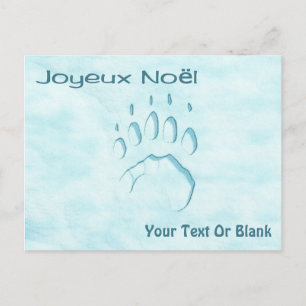 Joyeux Noё l - Polar Bear Paw Skriv ut Vykort