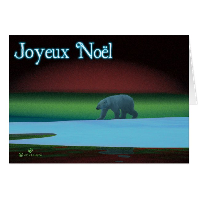 Joyeux Noё l - Polar Ljus Polar Bear Hälsningskort (Framsidan Horizontal)