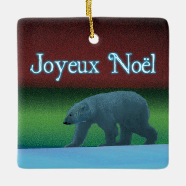 Joyeux Noё l - Polar Ljus Polar Bear Julgransprydnad Keramik (Framsida)