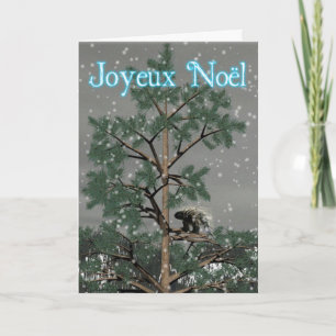 Joyeux Noё l - Porcupin A Gräs Träd Helgkort
