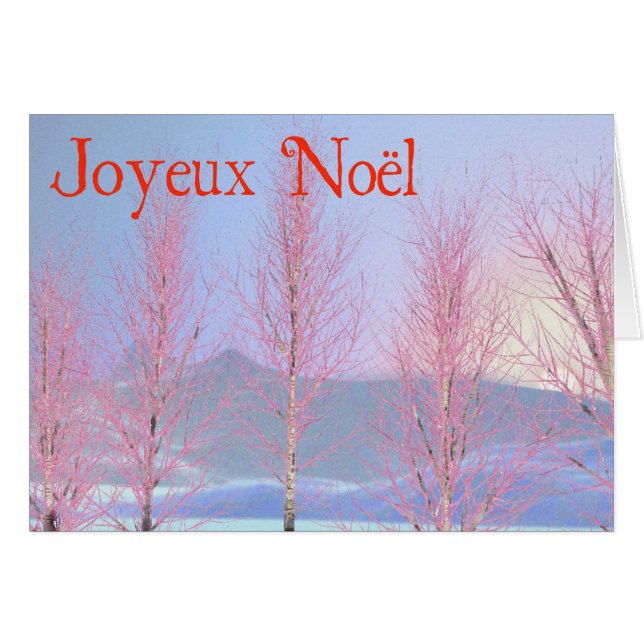 Joyeux Noё l - Raspberry Creme Birch Hälsningskort (Framsidan Horizontal)