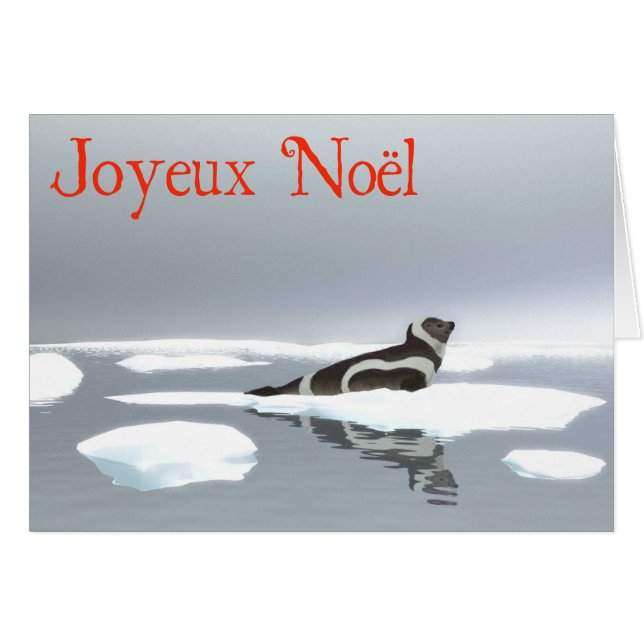 Joyeux Noё l - Ribbon Seal Hälsningskort (Framsidan Horizontal)