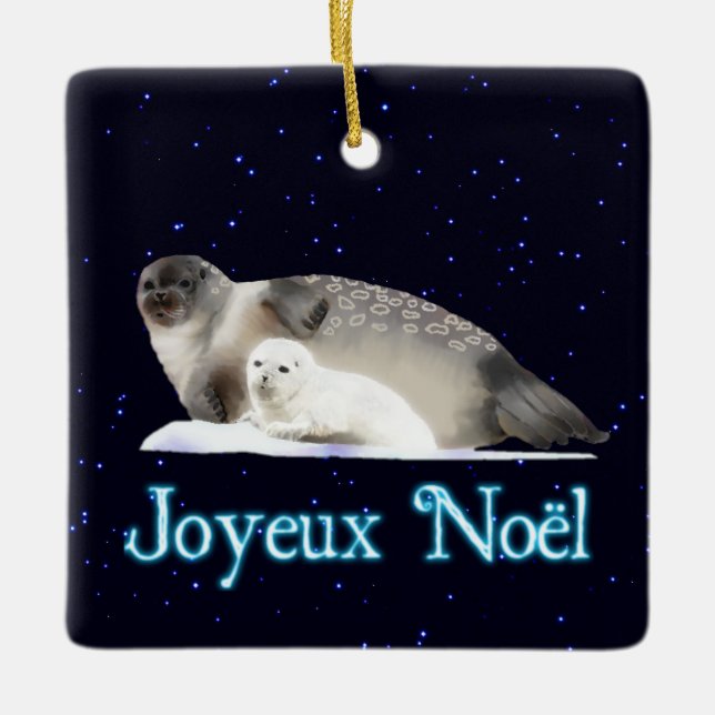 Joyeux Noё l - Ringad Seal Julgransprydnad Keramik (Framsida)
