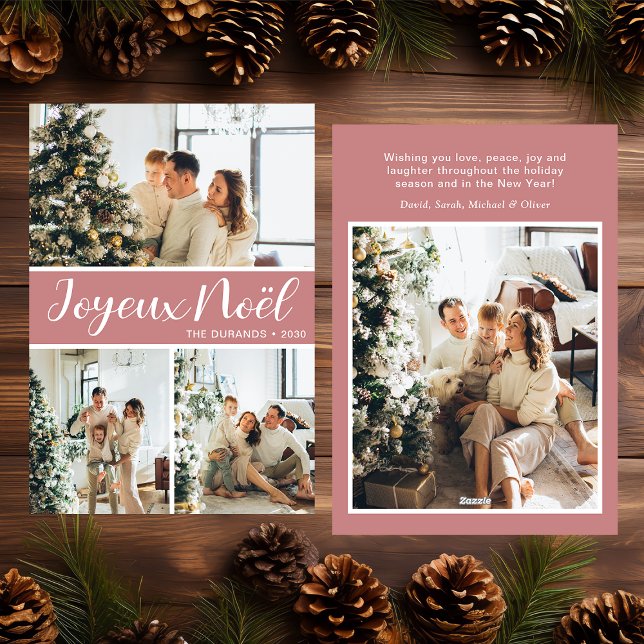 Joyeux Noel 4-foto-plattat Helgdag-kort Julkort (Skapare uppladdad)
