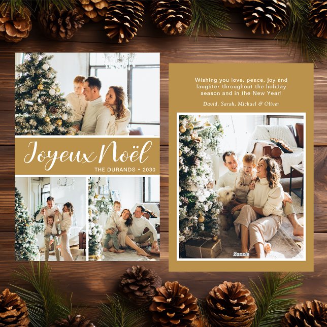 Joyeux Noel 4-foto-plattat Helgdag-kort Julkort (Skapare uppladdad)