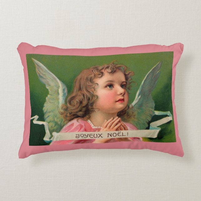 Joyeux Noel Angel accent Pillow Prydnadskudde (Framsidan)
