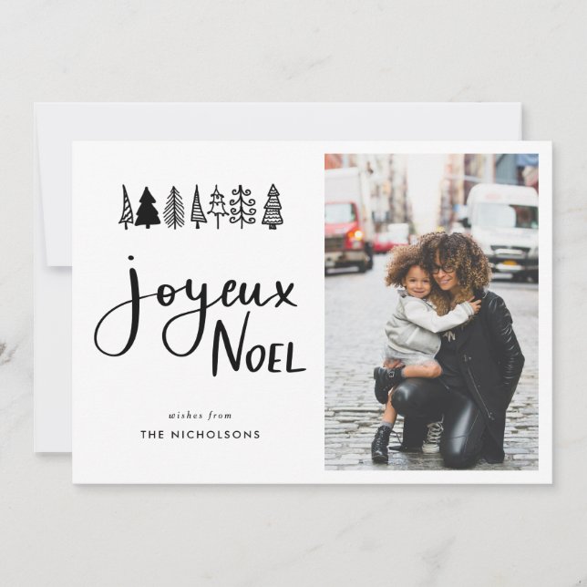 Joyeux Noel Avslappnad Script-julfoto Julkort (Framsida)
