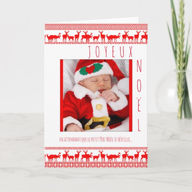 Joyeux Noël Bébé Père Noel Carte avec cadre Helgkort (Framsida)
