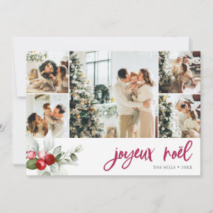 Joyeux Noel Berry Calligraphy 7 Photo Julkort