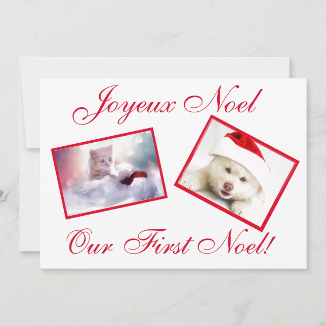 Joyeux Noel Best Friends Pets First Noel Card Julkort (Framsida)