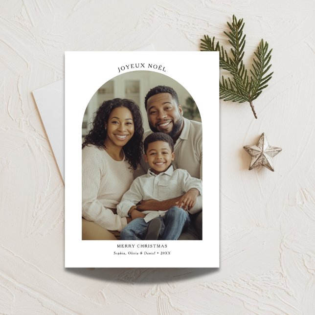 Joyeux Noël Bilingual French Christmas Arch Photo Julkort (Skapare uppladdad)