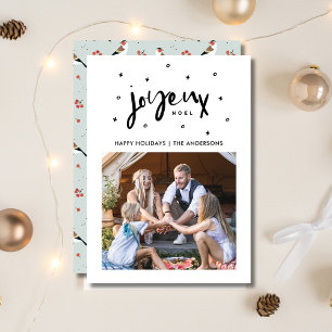 Joyeux Noel Boho Bird-familjen Foto jul Julkort
