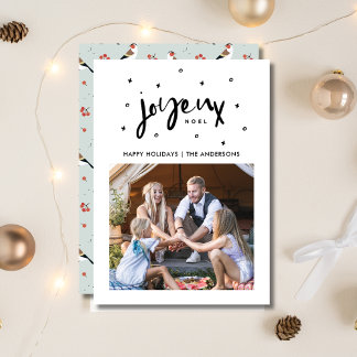 Joyeux Noel Boho Bird-familjen Foto jul Julkort