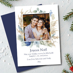 Joyeux Noël Boho Blommigt Fotojulkort