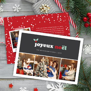 Joyeux Noel Bold Typography Mistletoe 3 Photo Julkort