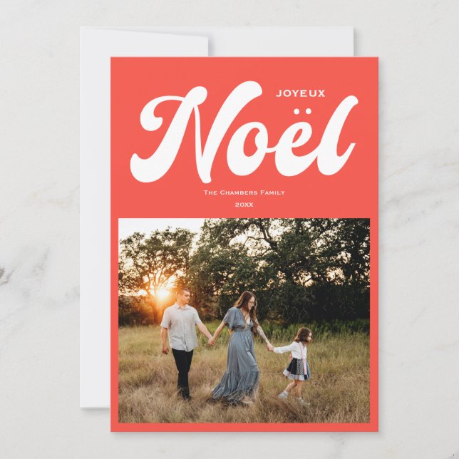 Joyeux Noel Bright fotodesign röd Julkort (Framsida)