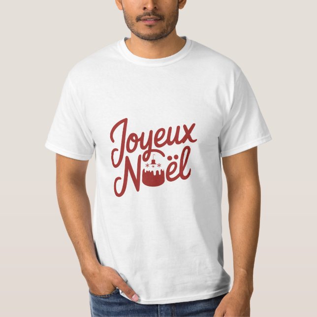 Joyeux Noël - Bûche de Noël Christmas T-Shirt (Framsida)