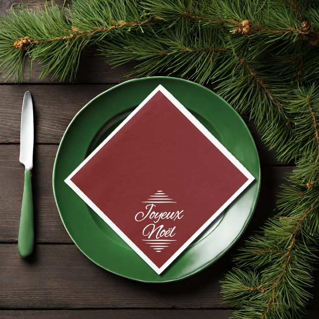 Joyeux Noel - burgundvit Pappersservett (Skapare uppladdad)