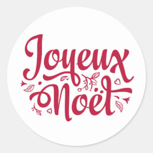 Joyeux Noel calligraphy typography red white finar Runt Klistermärke