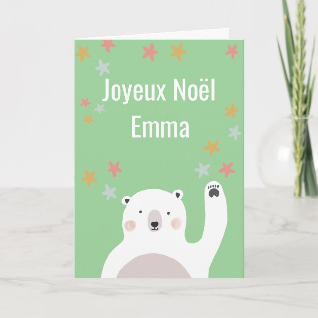 Joyeux Noel Carte de Noël avec ours polaire Helgkort (Framsida)