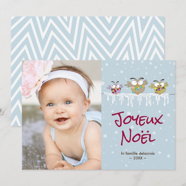 Joyeux Noël carte de phode vacances Julkort (Fram/baksida)