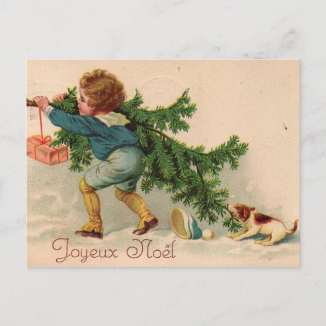 Joyeux Noël chien Vykort (Framsida)