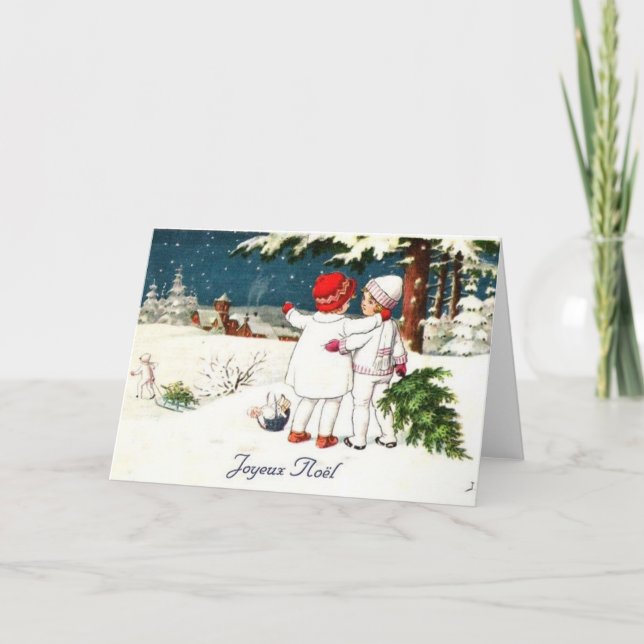 Joyeux Noel Children Xmas Card Helgkort (Framsida)