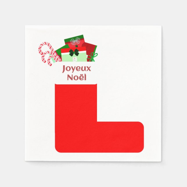 Joyeux Noël Cocktail Napkins Pappersservett (Framsidan)