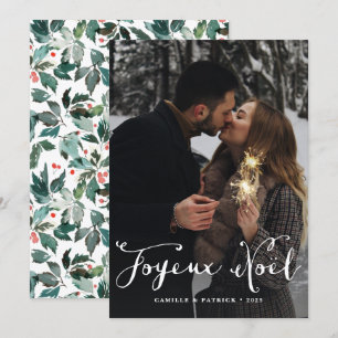 Joyeux Noël Cursive Lettering jul Photo Julkort