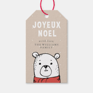 Joyeux Noel Cute Bear Helgdag Presentetikett