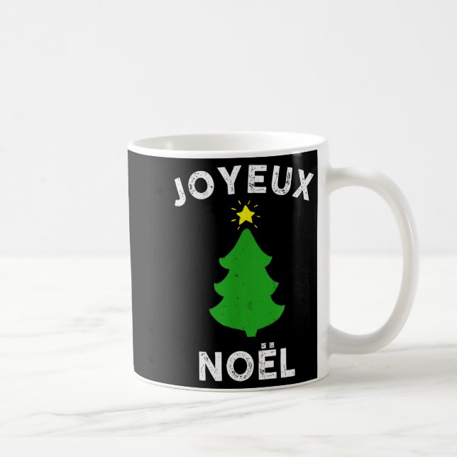 Joyeux Noël Cute French Merry Christmas Tree Retro Kaffemugg (Höger)