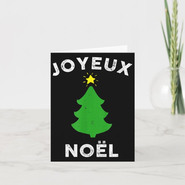 Joyeux Noël Cute French Merry Christmas Tree Retro Kort (Framsida)
